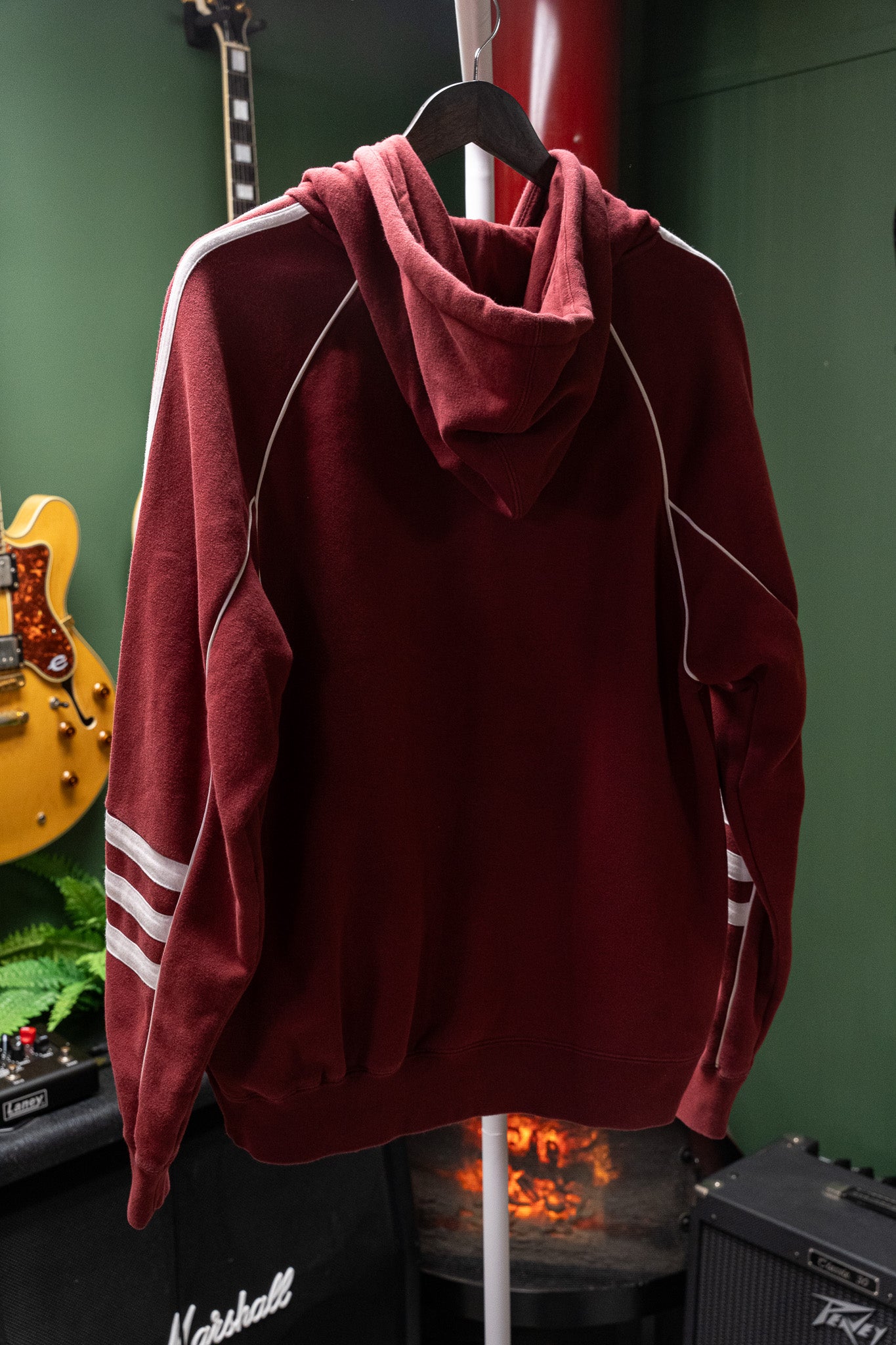 Adidas Originals - Stripe Alphabet 3-Stripes Hoodie – Maroon/White – Men’s M