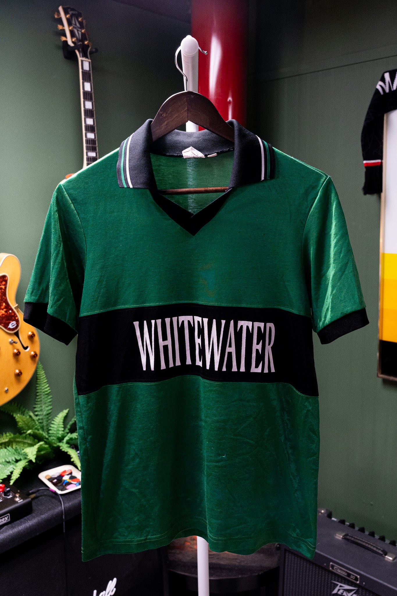 Vintage - HIGA 5 "Whitewater" Soccer Polo Jersey – Green/Black – Size S – Rare HIGA 5 Tag