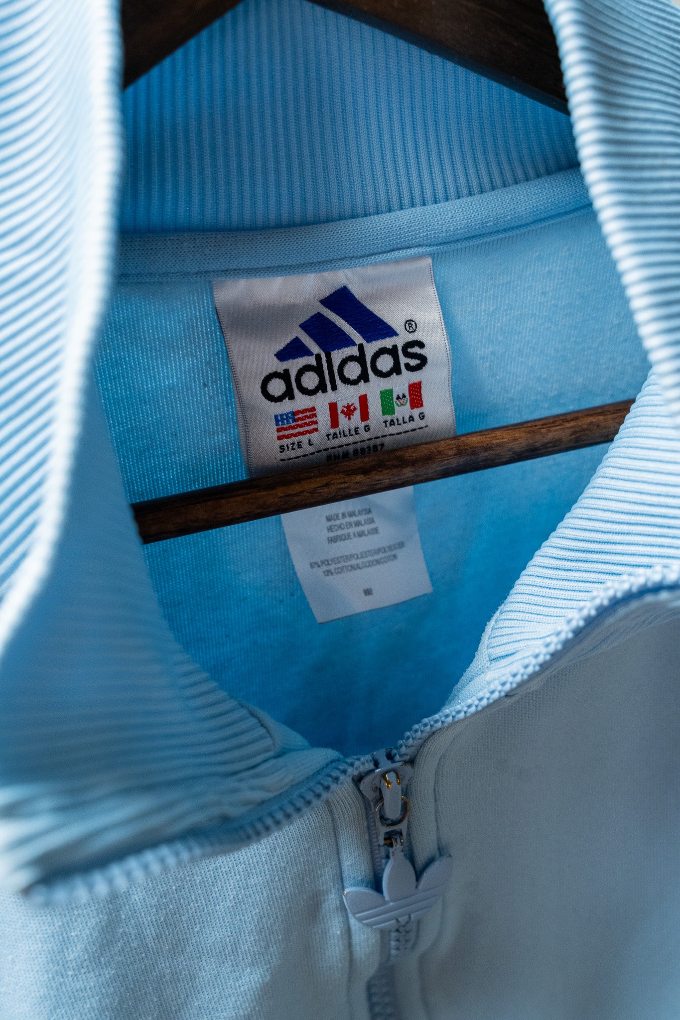 Vintage Adidas - 1990's Firebird Track Jacket – Light Blue/Navy – Men’s L