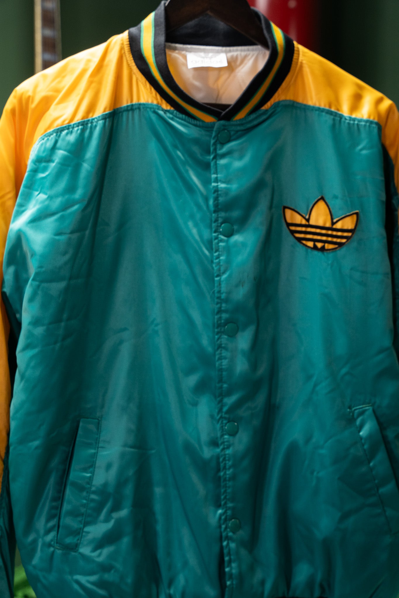 Vintage - Adidas Trefoil Varsity Bomber Jacket "Run DMC" - Men's Size M US