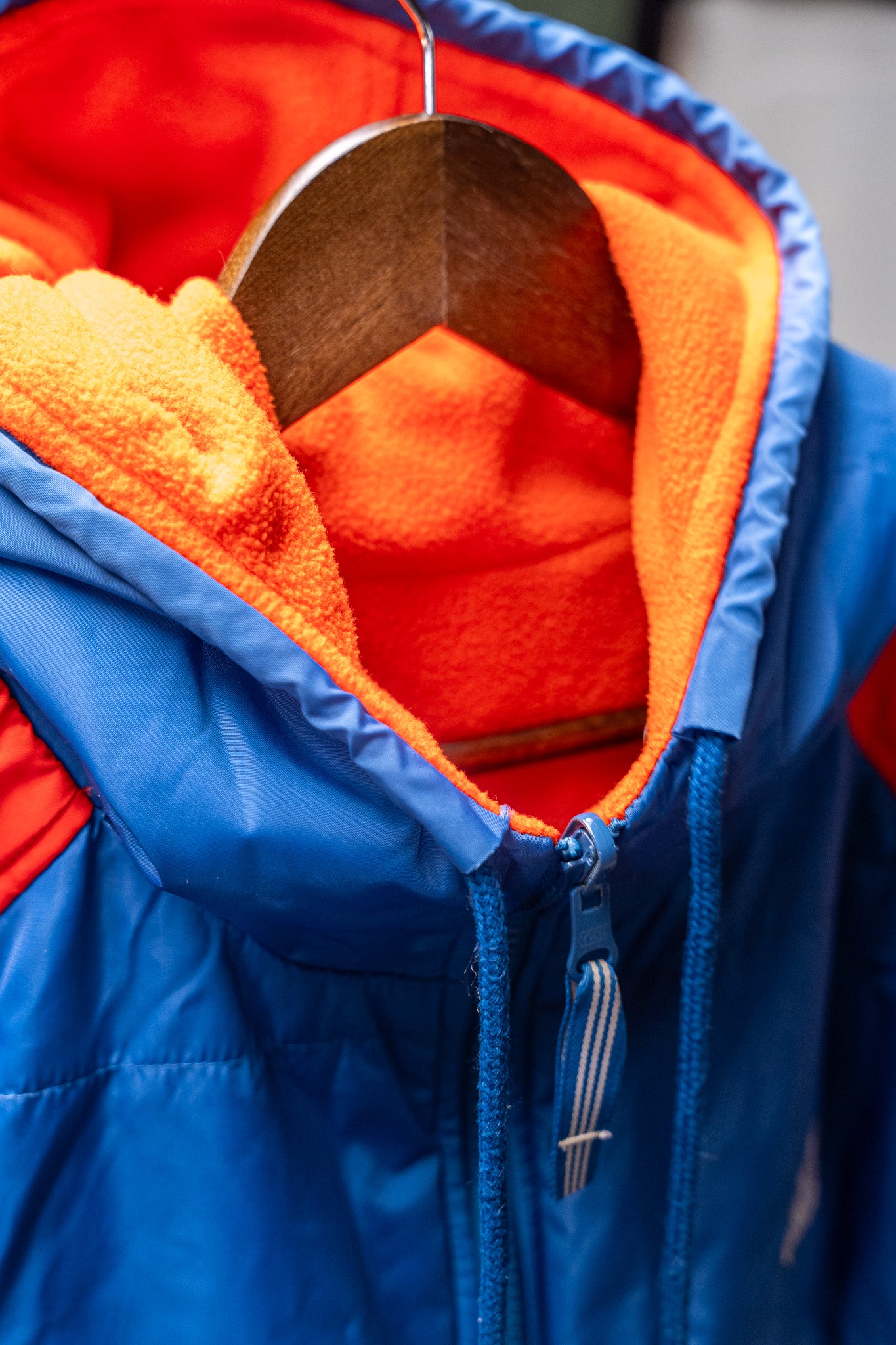 Vintage - Adidas Reversible Insulated Fleece Jacket – Blue/Red & Orange/Blue (Size L)