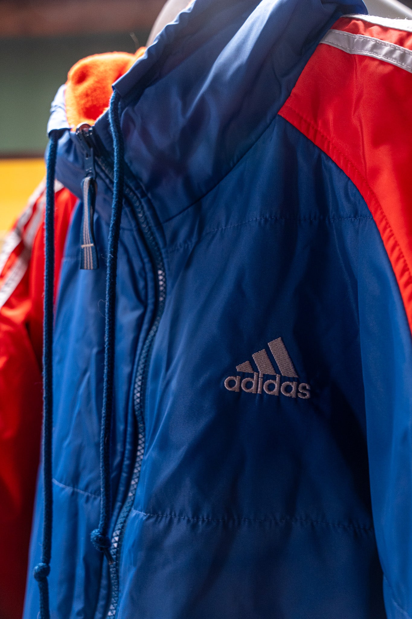 Vintage - Adidas Reversible Insulated Fleece Jacket – Blue/Red & Orange/Blue (Size L)
