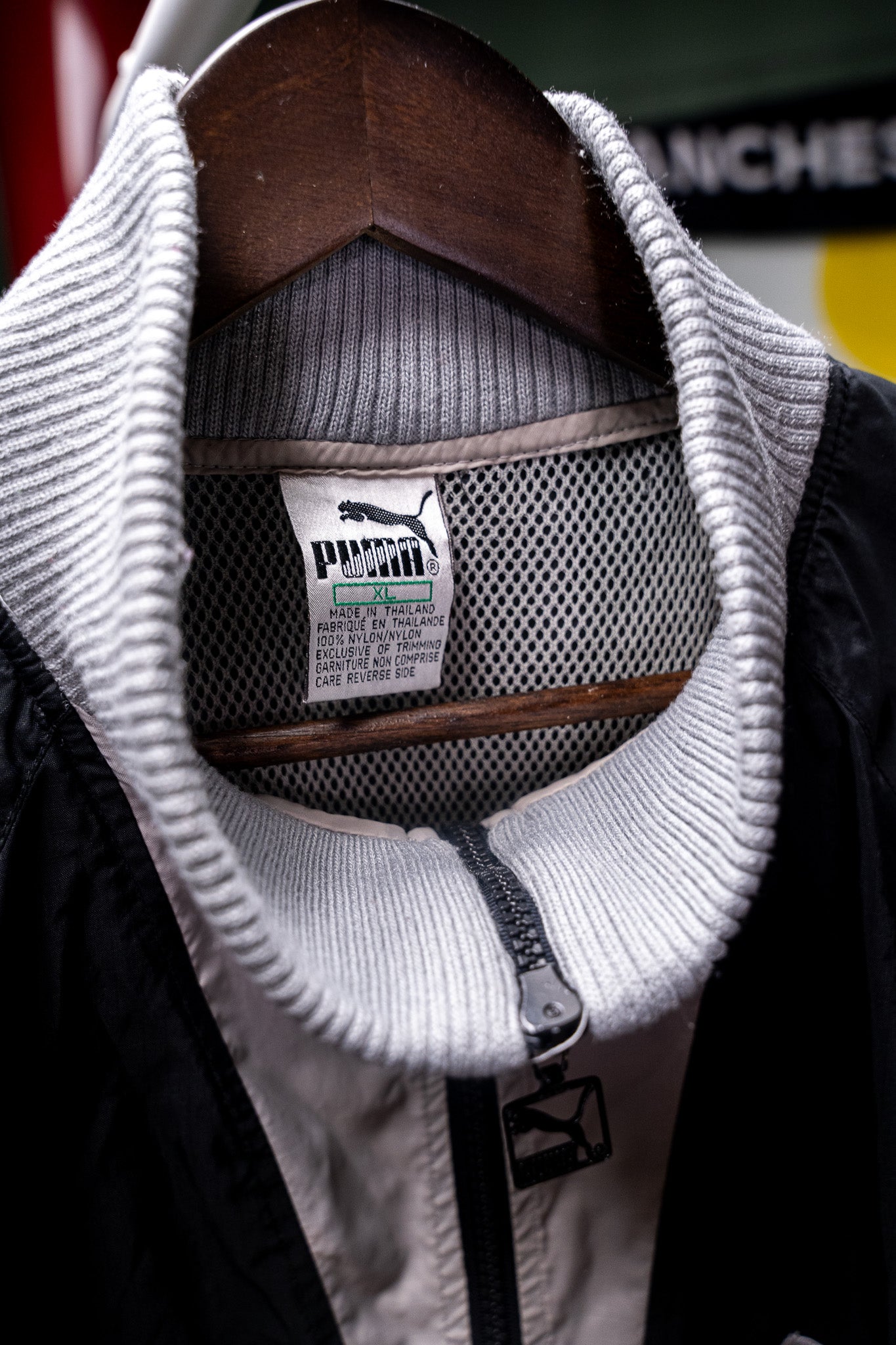 Vintage - Puma Windbreaker – Black/Grey/White – Half-Zip Pullover – 90s Style - (XL)