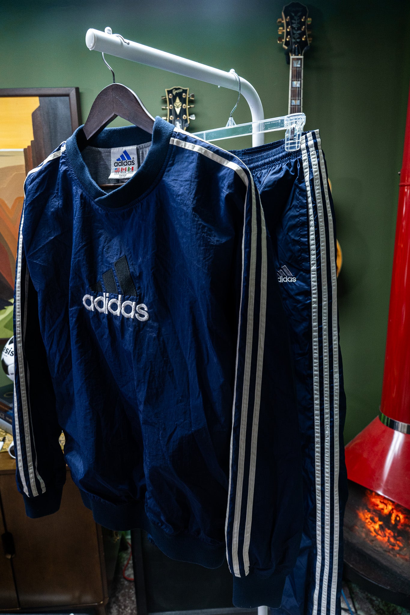 Vintage - Adidas Navy Pullover Windbreaker Tracksuit Set - Top & Pants – Size M
