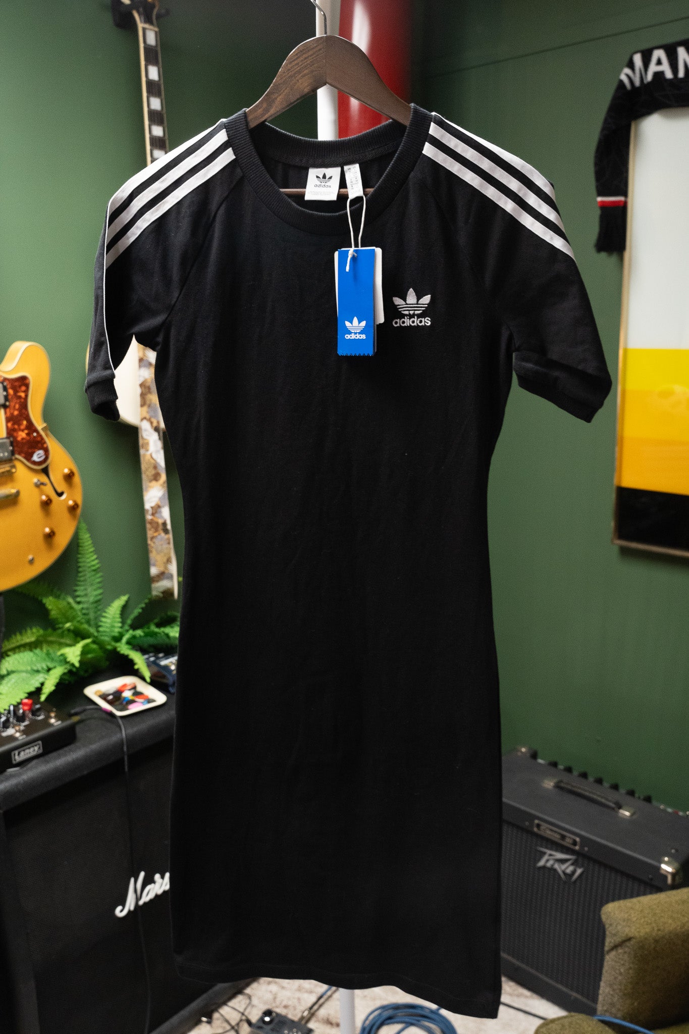 Adidas Originals - Trefoil 3-Stripes Black T-Shirt Dress (Size S)